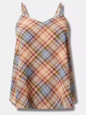 NWT Torrid Sophie Chiffon Swing Cami Amara Plaid Multi SIZE 01 14 M/L